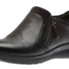 Clarks Un Adorn Zip Black Leather Slip-On -Women Boot Store CLAADORNZIP01