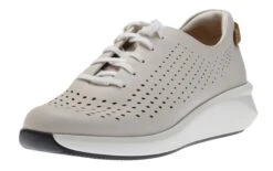 Clarks Un Rio Tie White Nubuck Leather Sneaker