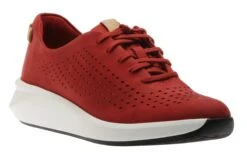 Clarks Un Rio Tie Red Nubuck Leather Sneaker
