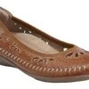 Alder Azza Sand Brown Perforated Leather Ballet Flat