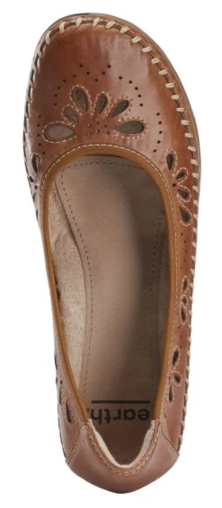 Alder Azza Sand Brown Perforated Leather Ballet Flat -Women Boot Store EARAZZA02b