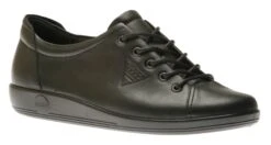 ECCO Soft 2.0 Black Leather Black Sole Lace-Up Sneaker