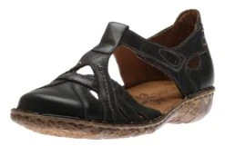 Josef Seibel Rosalie 29 Black Leather T-Strap Mary Jane Sandal
