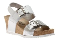 Mephisto Lissandra White Silver Print Wedge Sandal