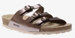 Mephisto Nolene Bronze Star Metallic Leather Triple-Strap Slide Sandal