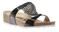 Mephisto Sofie Grey Patent Bedazzled Wedge Slide Sandal