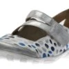 Remonte Space White Silver Blue Dot Cutout Mary Jane Flat Shoe