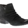 Rockport Gratasha 2 Panel Black Ruched Leather Ankle Boot -Women Boot Store ROCGRATASHAP221