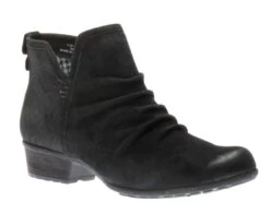 Rockport Gratasha 2 Panel Black Ruched Leather Ankle Boot
