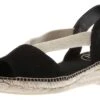 Toni Pons Ella Black Suede Slip-On Espadrille Flat Sandal