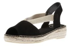 Toni Pons Ella Black Suede Slip-On Espadrille Flat Sandal