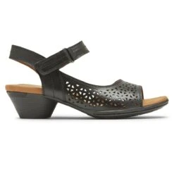 Laurel Black Perforated Sandal -Women Boot Store ch9183 laurel instep str black 194097191519 s