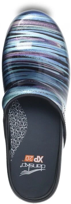 Dansko XP 2.0 Teal Striped Patent Leather Clog -Women Boot Store danxp2003b