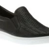 ECCO Women's Soft 7 Woven Black Leather Slip-On Sneaker