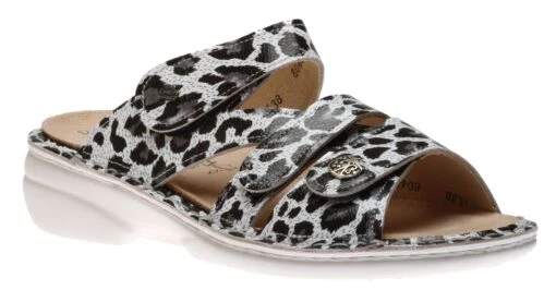Finn Comfort Ventura Black White Leopard Print Slide Sandal 5 Finn Comfort Ventura Black White Leopard Print Slide Sandal -Women Boot Store finventura38