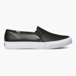 Keds Double Decker Black Perforated Leather Slip-On Sneaker -Women Boot Store keddoubledp01a