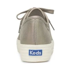 Keds Triple Kick Grey Iridescent Leather Lace-Up Platform Sneaker -Women Boot Store kedtripleki05c
