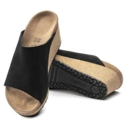 Namica Black Suede Leather Slide Wedge Sandal -Women Boot Store papnamica21a