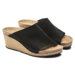 Namica Black Suede Leather Slide Wedge Sandal -Women Boot Store papnamica21c