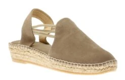 Toni Pons Nuria Taupe Suede Slip-On Espadrille Flat Sandal
