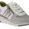RELIFE Women's White Lime Green Zipper Lace-Up Sneaker