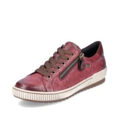 Remonte Ottawa Burgundy Leather Zipper Lace-Up Sneaker -Women Boot Store remd070035e