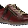 Remonte Cristallino Wine Leather Lace-Up Sneaker -Women Boot Store remr142635
