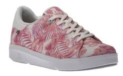 Leinen White Tropical Pink Palm Lace-Up Sneaker -Women Boot Store rev4190332