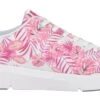 Leinen White Tropical Pink Palm Lace-Up Sneaker -Women Boot Store rev4190332a