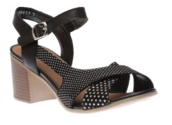 Remonte Talamon Black White Polka Dot Block Heel Sandal