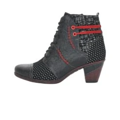Remonte Ottawa Black Red Print Ankle Boot -Women Boot Store ried878602b