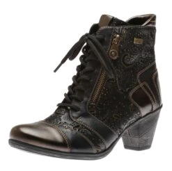 Remonte Australia Black Bronze Paisley Ankle Boot