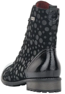 Remonte Largo Black Grey Polka Dot Lace-Up Ankle Boot -Women Boot Store rier330902c