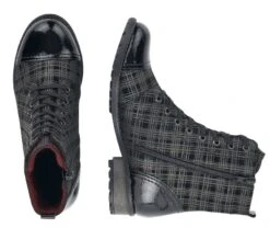 Remonte Largo Black Grey Tartan Ankle Dress Boot -Women Boot Store rier330903b