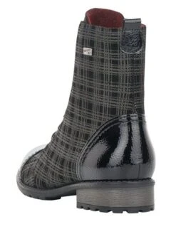 Remonte Largo Black Grey Tartan Ankle Dress Boot -Women Boot Store rier330903c