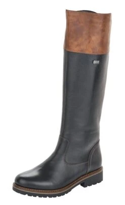 Women Boot Store 19 Remonte Cristallino Black Brown Leather Tall Boot