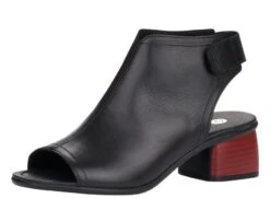 Remonte Odean Black Leather Chunky Heel Sandal