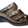 Ibiza 66 Anthracite Metallic Leather Slide Sandal