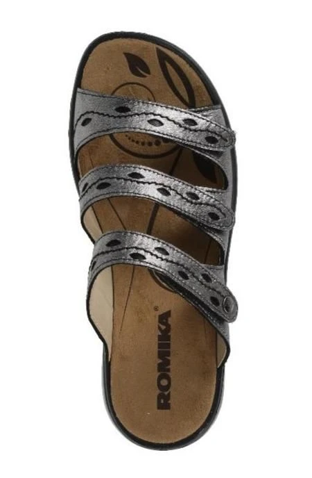 Ibiza 66 Anthracite Metallic Leather Slide Sandal 5 Ibiza 66 Anthracite Metallic Leather Slide Sandal - Image 3