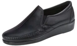 Dream Black Leather Slip-On Loafer -Women Boot Store sasdream01c